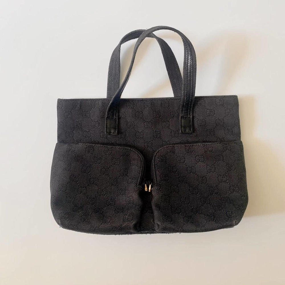 Gucci Black GG Canvas Crossbody Tote